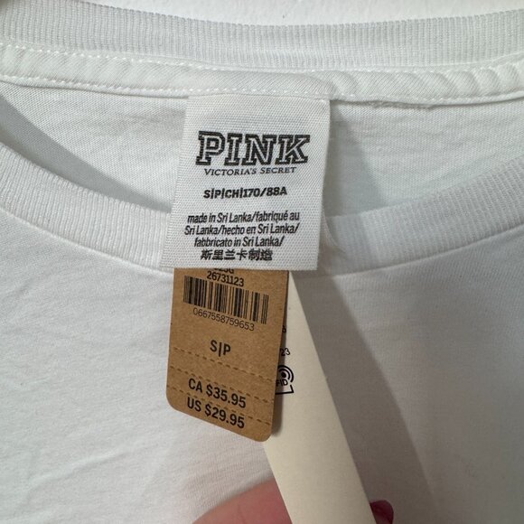 Victoria's Secret PINK White Long Sleeve Cotton Shirt Size Small New with Tags - Picture 4 of 5